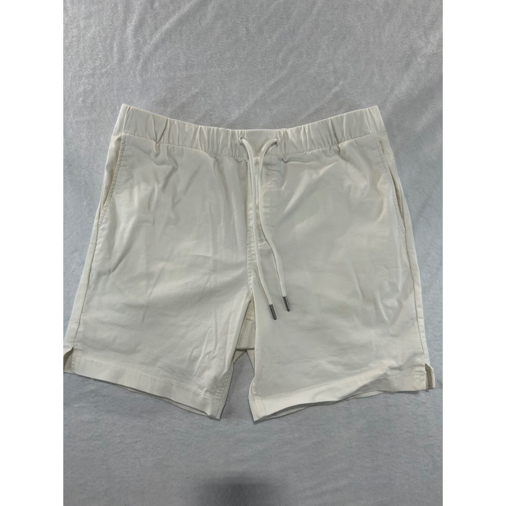 Express Mens Cream Drawstring Elastic Waist Shorts Off White Size M